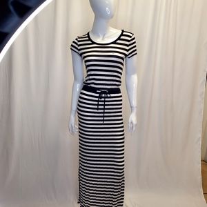 Michael Kors T Shirt Maxi Dress Blue White Stripes Short Sleeve Stretch S Petite